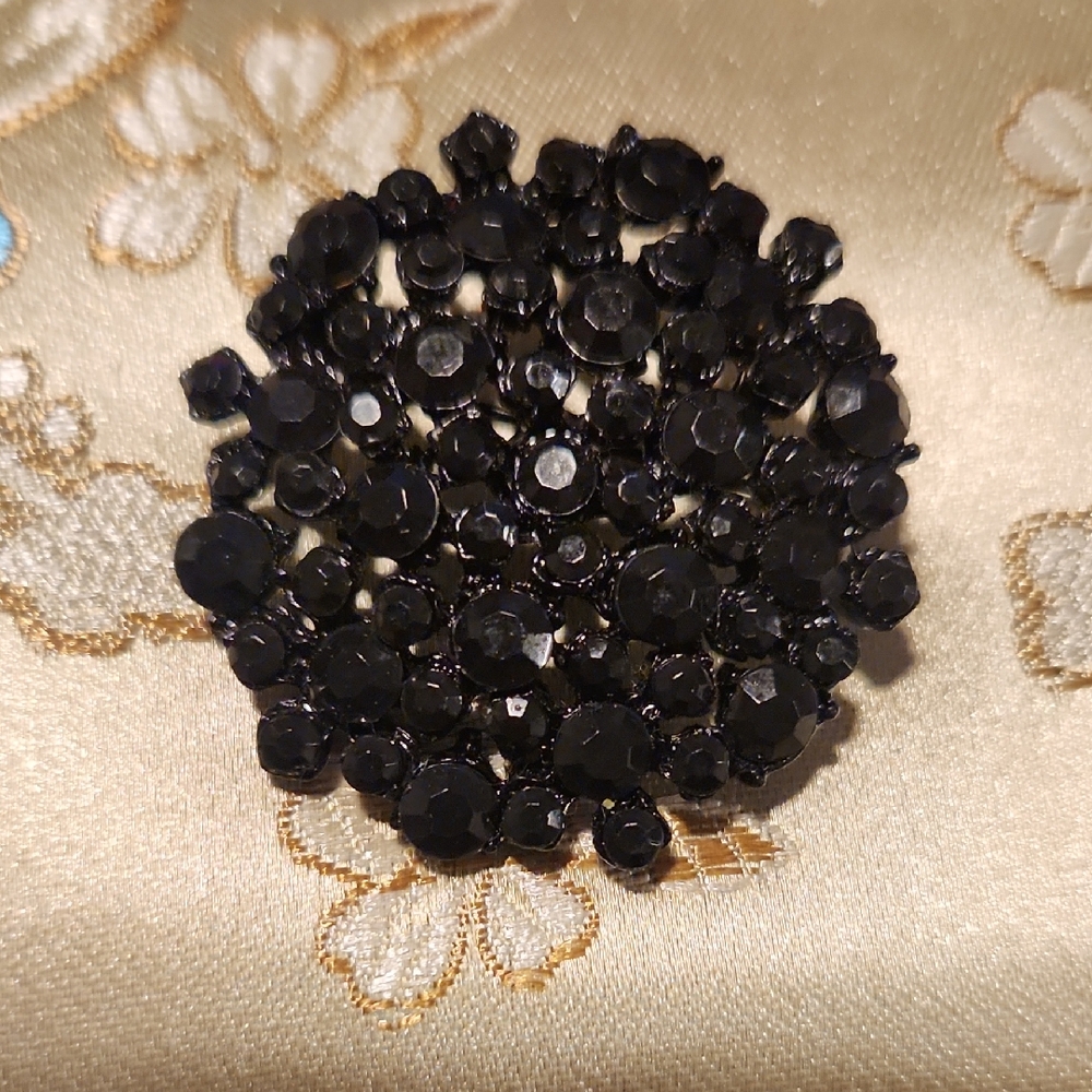 Elegant Black Crystal Brooch